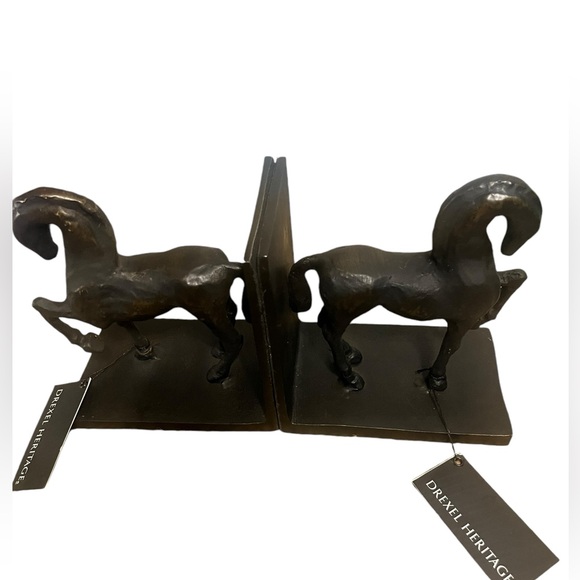 Drexel Heritage Horse Bookends, Industrial Farmhouse Decor, Rustic Bronze Set(2) - Picture 2 of 16